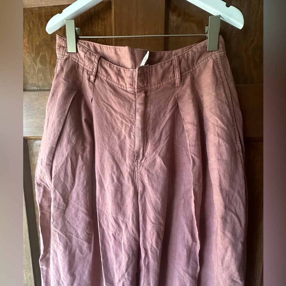 Free People Wide-Leg Chinos in Dusty Rose - Picture 2 of 8